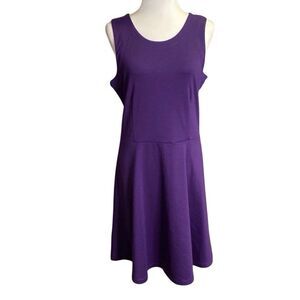 Old Navy Dress Jersey Knit Fit & Flare Purple Back Zip Sleeveless Women’s Large